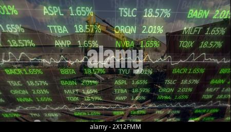 Image of data processing over rubbish dump Stock Photo