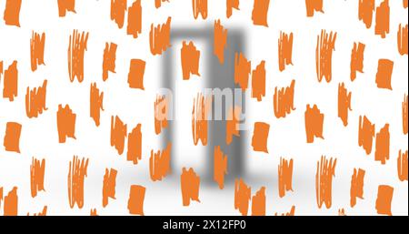 Image of diverse stripes pattern moving over door on white background Stock Photo