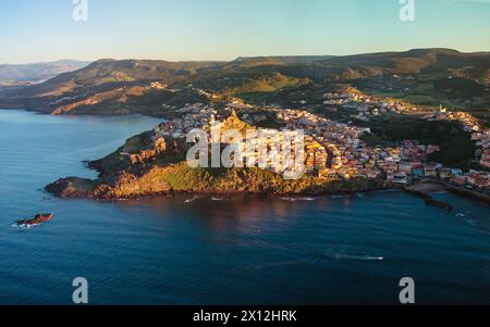 Aerial view of the beautiful town of Castelsardo, one of the finest italian villages, located in northern sardinia Stock Photo