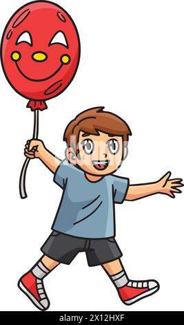Circus Child with a Clown Balloon Colored Cartoon Stock Vector Image ...