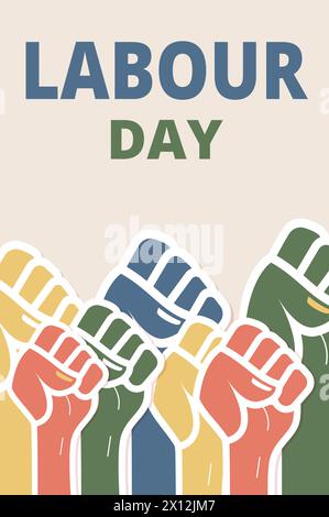 Labour day banner template. International workers day vertical card. Vector flat illustration. Stock Vector
