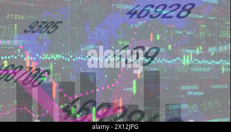 Image of data processing over world map Stock Photo