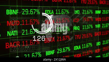 Image of globe and financial data processing Stock Photo