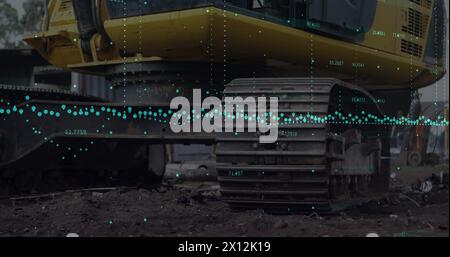 Image of data processing over rubbish dump Stock Photo