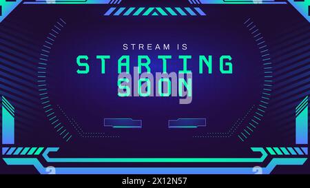 Starting stream screen ui. Game live streaming banner template, modern web page with online status. Vector gaming interface illustration Stock Vector