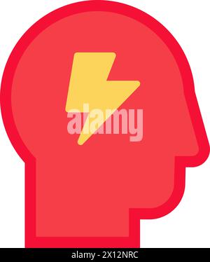 Mind brain intelligence icon. Human light idea, business process stroked flat element for modern and retro design. Simple color vector pictogram isola Stock Vector