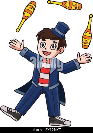 Circus Man Juggling Pins Colored Cartoon Stock Vector Image & Art - Alamy