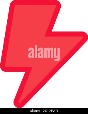 Lightning voltage flash icon. Thunderbolt energy, business process stroked flat element for modern and retro design. Simple color vector pictogram iso Stock Vector
