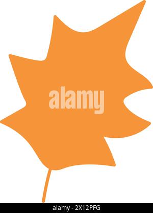 Dried maple tree leaf, herbarium silhouette. Bright autumn forest foliage flat illustration. Simple cartoon vector hand drawn isolated on white backgr Stock Vector