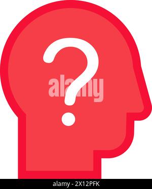 Question head silhouette icon. Ask mark avatar, business process stroked flat element for modern and retro design. Simple color vector pictogram isola Stock Vector