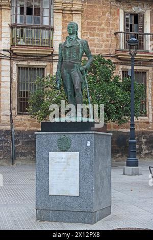 Statue of Francisco de Miranda, Plaza de Espana, Cadiz Stock Photo