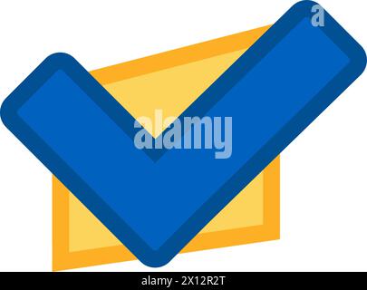Check mark tick icon. Confirmation message, business process stroked flat element for modern and retro design. Simple color vector pictogram isolated Stock Vector