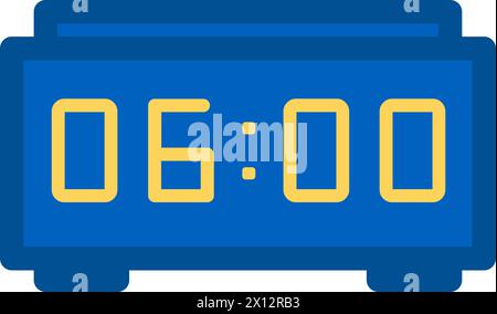 Digital timer icon. Electronic watch display, business process stroked flat element for modern and retro design. Simple color vector pictogram isolate Stock Vector
