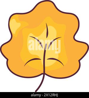 Autumn Tree leaf contour, foliage stroked illustration. Tree leaf, herbarium. Simple cartoon multicolored vector hand drawn isolated on white backgrou Stock Vector