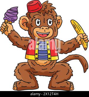 Circus Monkey Cartoon Colored Clipart Illustration Stock Vector Image ...