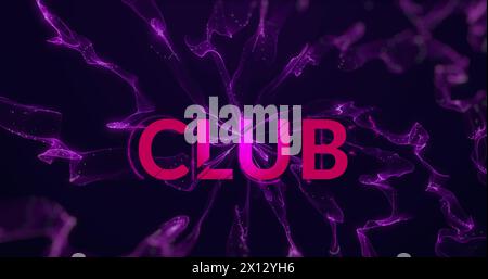Image of club text on black background with purple smoke Stock Photo