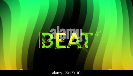 Image of beat text over green waves on black background Stock Photo