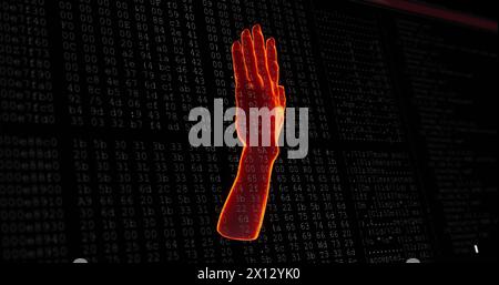 Image of data processing over hand Stock Photo