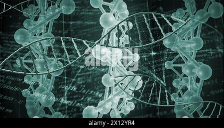 Image of data processing over dna strands Stock Photo