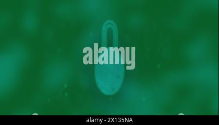 Image of golden confetti falling over security padlock icon and digital wave on green background Stock Photo