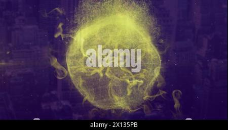 Image of globe with network of connections over binary coding Stock Photo