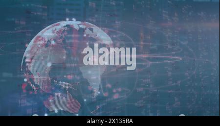 Image of spinning globe with network of connections Stock Photo
