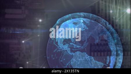 Image of globe over data processing and network of connections Stock Photo