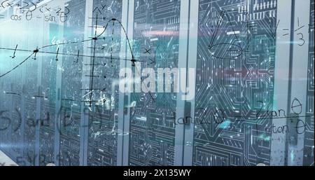 Image of data processing over computer servers server room Stock Photo