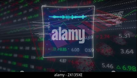 Image of data processing on digital screen over financial data Stock Photo