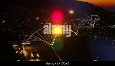 Image of dna strand over cityscape Stock Photo