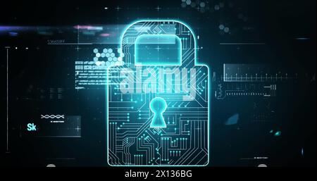 Image of data processing over dark background Stock Photo