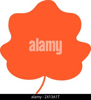 Tree leaf contour, herbarium silhouette. Bright autumn park foliage flat illustration. Simple cartoon vector hand drawn isolated on white background Stock Vector