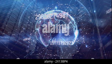 Image of data processing over globe Stock Photo