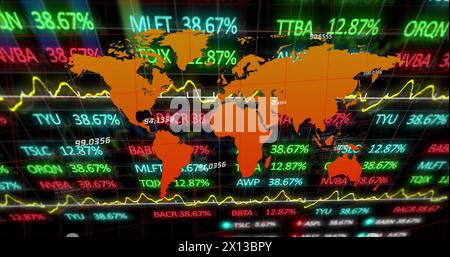 Image of data processing over world map Stock Photo
