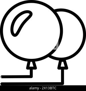Round balloons, birthday party symbol. Outline of festive round air balloons for design of children entertainment center. Simple linear icon isolated Stock Vector
