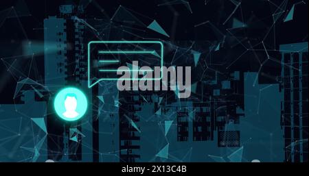Image of social media icons and data processing Stock Photo