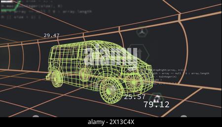 Car Data Processing Image of digital car interface and data processing over 3d model of car ...
