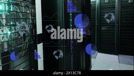 Image of statistics and data processing over computer servers Stock Photo