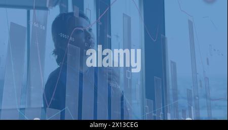 Statistical data processing and lines statistical data processing over financial data processing Stock Photo