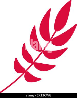 Tree branch leafage contour, herbarium silhouette. Bright autumn leaves foliage flat illustration. Simple cartoon vector hand drawn isolated on white Stock Vector