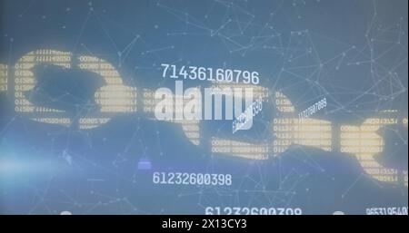 Image of security chain, numbers and data processing Stock Photo