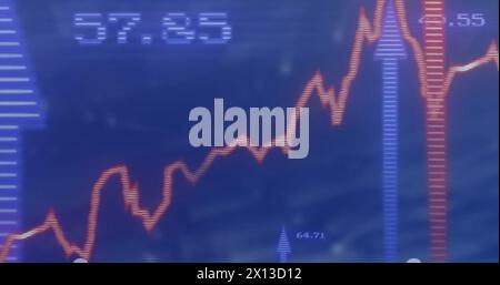 Image of arrows and financial data processing Stock Photo