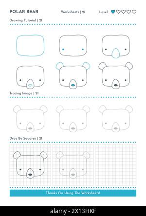 How to Draw a Polar Bear. Step by Step Drawing Tutorial. Draw Guide ...