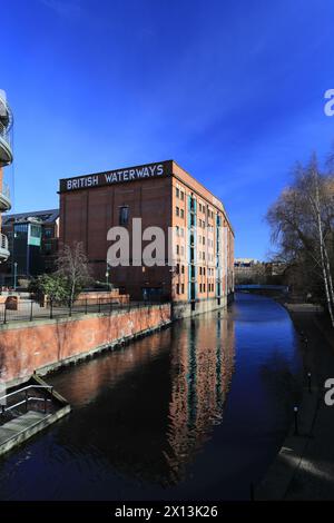 The British Waterways building on the Nottingham and Beeston Canal, Castle Wharf, Waterfront area of Nottingham city, Nottinghamshire, England, UK Stock Photo