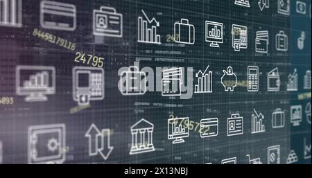 Image of data processing over business icons Stock Photo
