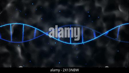 Image of dna strand over spots Stock Photo
