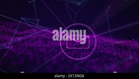 Image of data processing and network of connections over glowing background Stock Photo