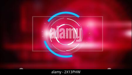 Image of green square over circles, multiple numbers against abstract background Stock Photo
