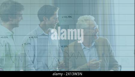 The businessman and his coworkers are discussing in a meeting in the office the image of the stock m Stock Photo