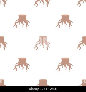 flat style tree stump seamless pattern Stock Vector